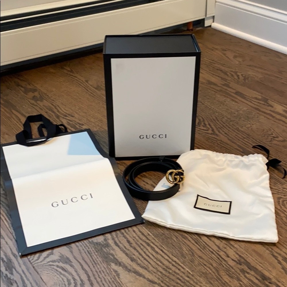 Gucci Black Double G Buckle Leather Belt 80/32